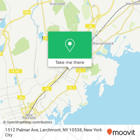 Mapa de 1512 Palmer Ave, Larchmont, NY 10538