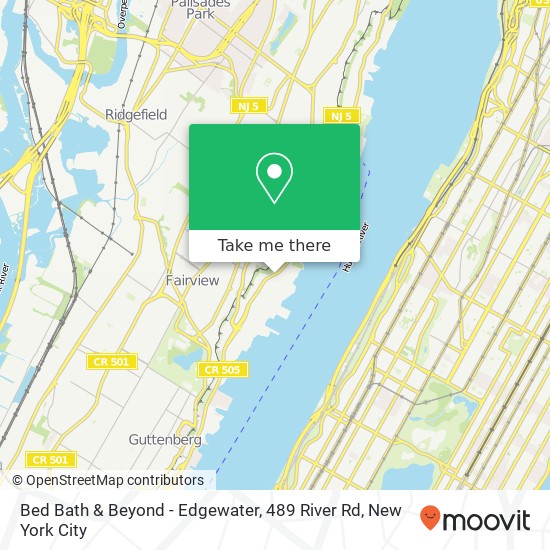 Mapa de Bed Bath & Beyond - Edgewater, 489 River Rd