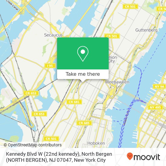 Kennedy Blvd W (22nd kennedy), North Bergen (NORTH BERGEN), NJ 07047 map