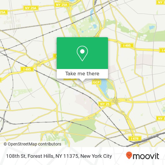 Mapa de 108th St, Forest Hills, NY 11375