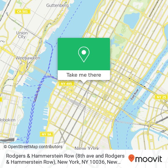 Mapa de Rodgers & Hammerstein Row (8th ave and Rodgers & Hammerstein Row), New York, NY 10036