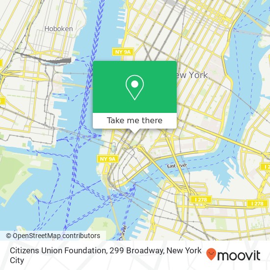 Mapa de Citizens Union Foundation, 299 Broadway