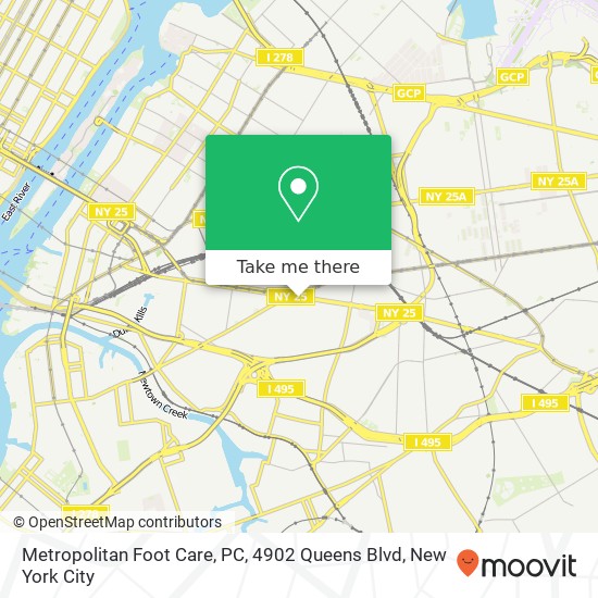 Mapa de Metropolitan Foot Care, PC, 4902 Queens Blvd