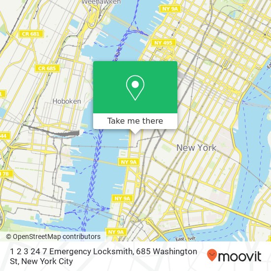 Mapa de 1 2 3 24 7 Emergency Locksmith, 685 Washington St