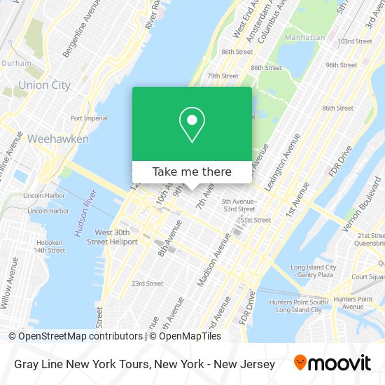 Gray Line New York Tours map