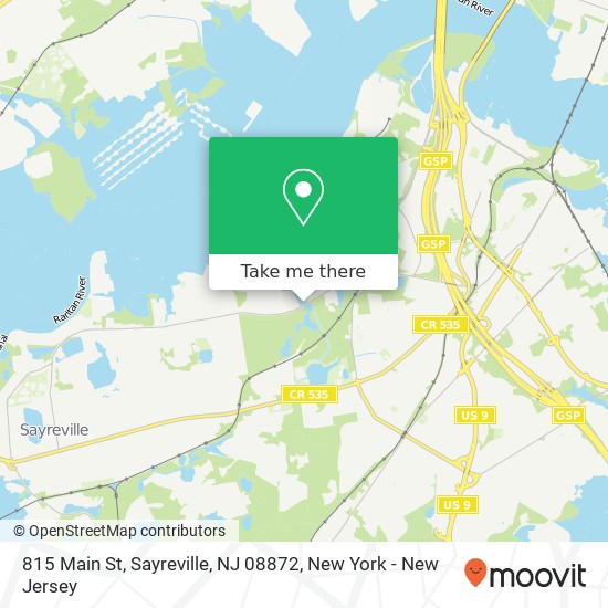 Mapa de 815 Main St, Sayreville, NJ 08872