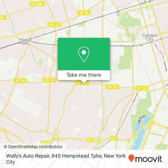 Mapa de Wally's Auto Repair, 845 Hempstead Tpke