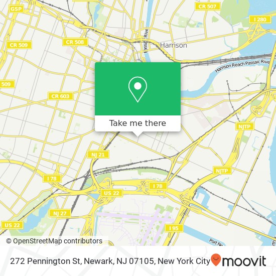Mapa de 272 Pennington St, Newark, NJ 07105