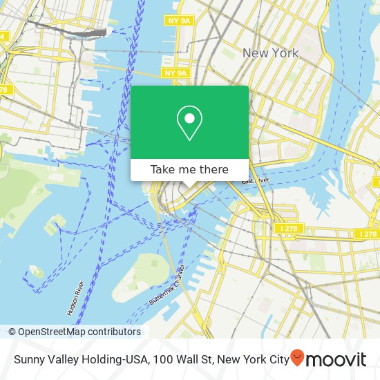 Mapa de Sunny Valley Holding-USA, 100 Wall St