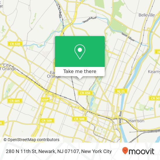 Mapa de 280 N 11th St, Newark, NJ 07107