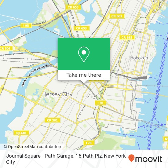 Journal Square - Path Garage, 16 Path Plz map