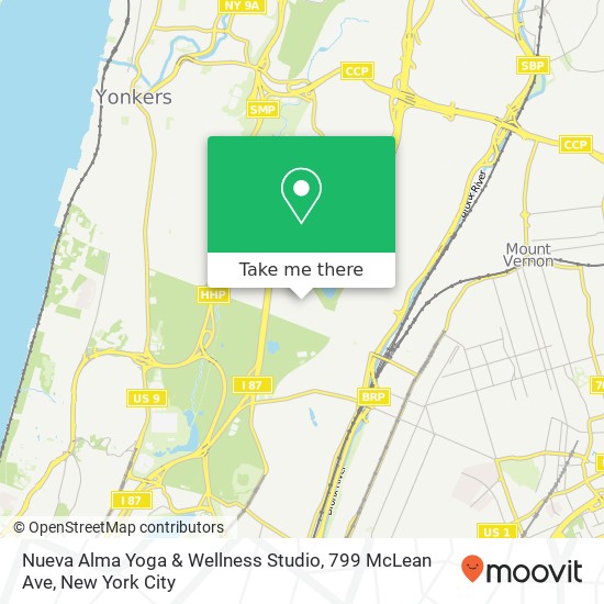 Mapa de Nueva Alma Yoga & Wellness Studio, 799 McLean Ave