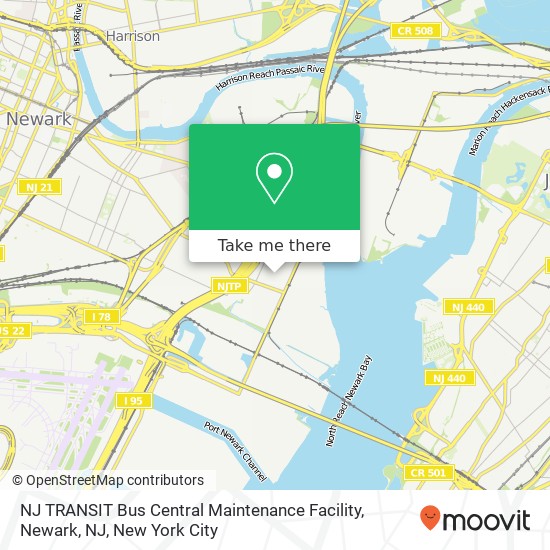Mapa de NJ TRANSIT Bus Central Maintenance Facility, Newark, NJ