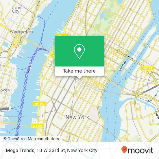Mega Trends, 10 W 33rd St map