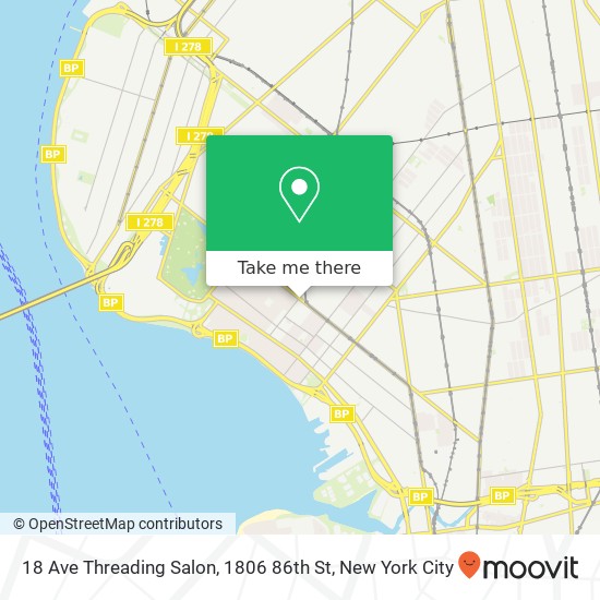 Mapa de 18 Ave Threading Salon, 1806 86th St