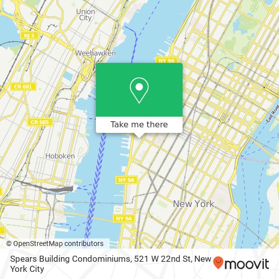 Mapa de Spears Building Condominiums, 521 W 22nd St