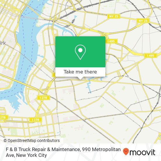 F & B Truck Repair & Maintenance, 990 Metropolitan Ave map