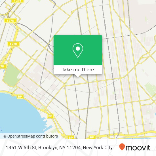 Mapa de 1351 W 5th St, Brooklyn, NY 11204
