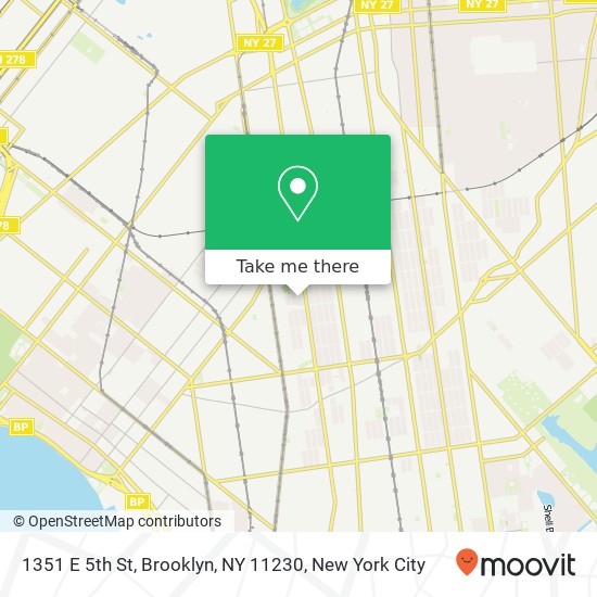 Mapa de 1351 E 5th St, Brooklyn, NY 11230
