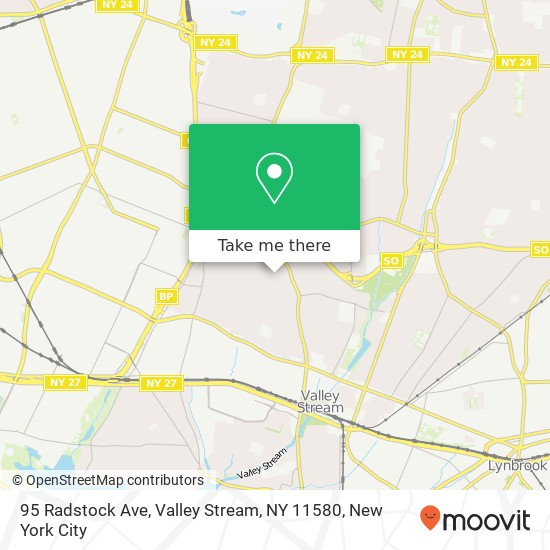 Mapa de 95 Radstock Ave, Valley Stream, NY 11580