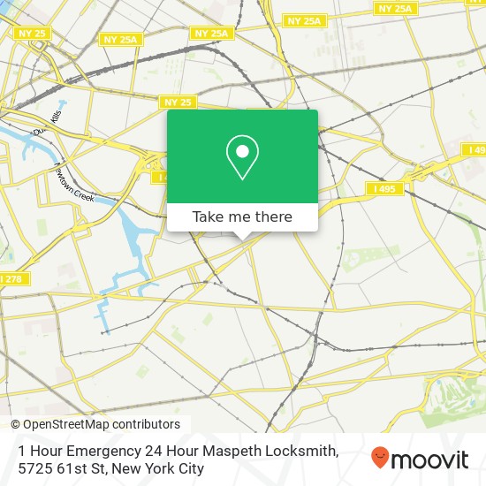 1 Hour Emergency 24 Hour Maspeth Locksmith, 5725 61st St map