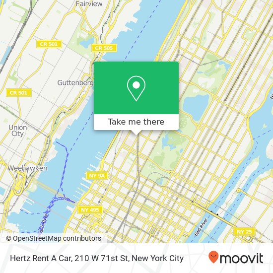 Mapa de Hertz Rent A Car, 210 W 71st St