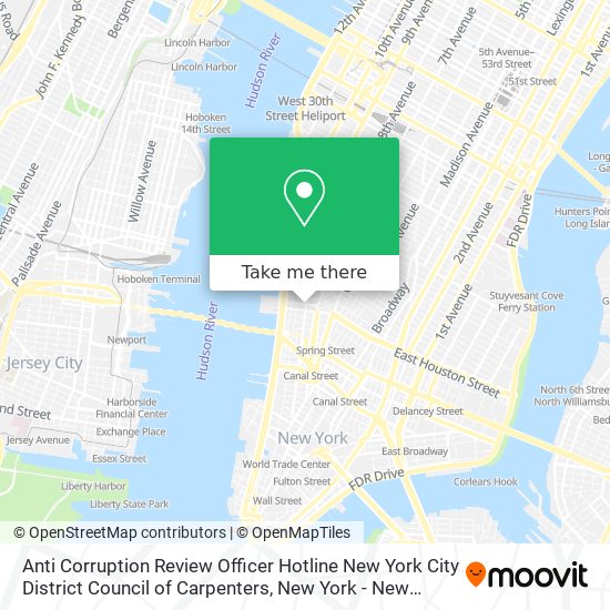 Mapa de Anti Corruption Review Officer Hotline New York City District Council of Carpenters