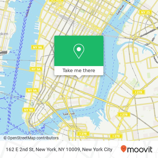 Mapa de 162 E 2nd St, New York, NY 10009