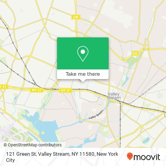 Mapa de 121 Green St, Valley Stream, NY 11580