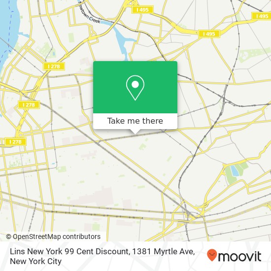 Mapa de Lins New York 99 Cent Discount, 1381 Myrtle Ave