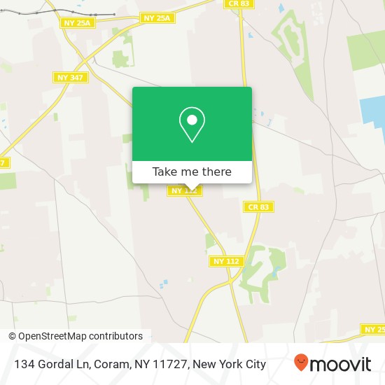 Mapa de 134 Gordal Ln, Coram, NY 11727