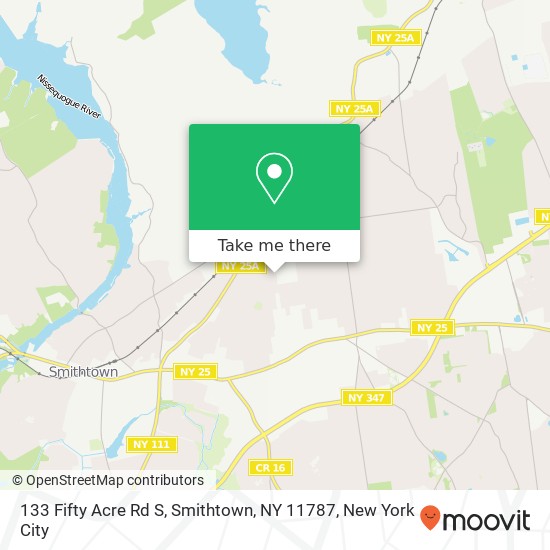 Mapa de 133 Fifty Acre Rd S, Smithtown, NY 11787