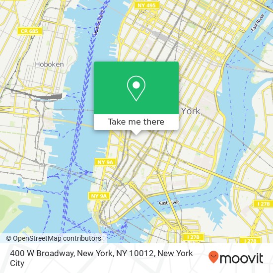 Mapa de 400 W Broadway, New York, NY 10012