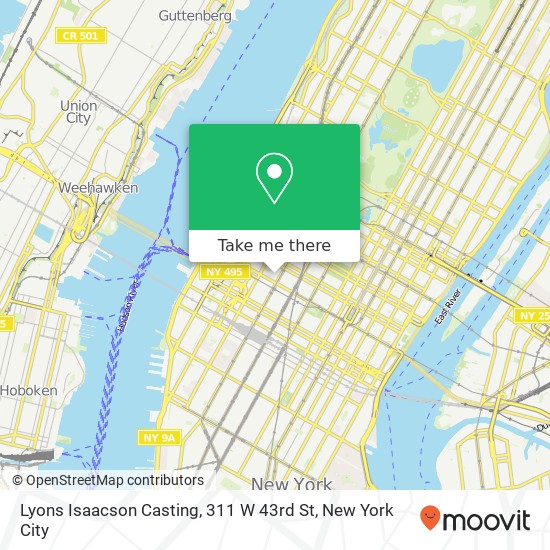 Mapa de Lyons Isaacson Casting, 311 W 43rd St