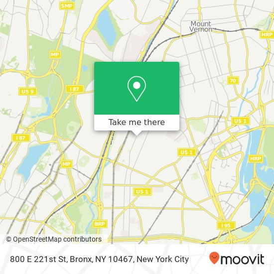 Mapa de 800 E 221st St, Bronx, NY 10467