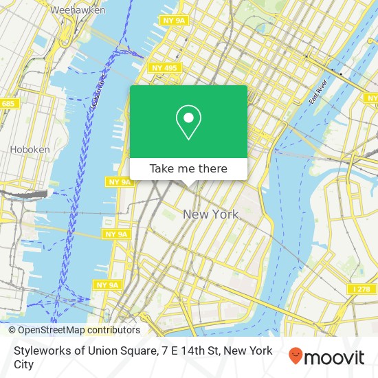 Styleworks of Union Square, 7 E 14th St map