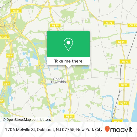 Mapa de 1706 Melville St, Oakhurst, NJ 07755