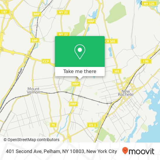 Mapa de 401 Second Ave, Pelham, NY 10803