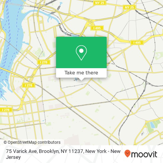 Mapa de 75 Varick Ave, Brooklyn, NY 11237