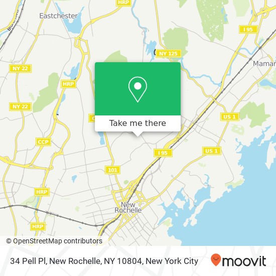 Mapa de 34 Pell Pl, New Rochelle, NY 10804
