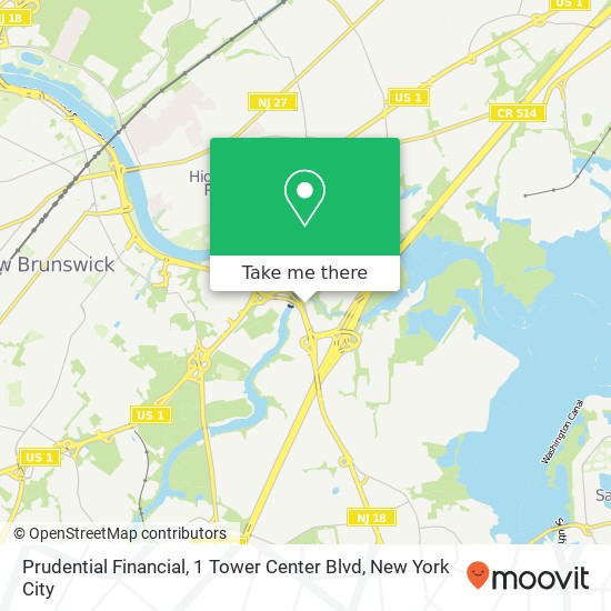 Prudential Financial, 1 Tower Center Blvd map