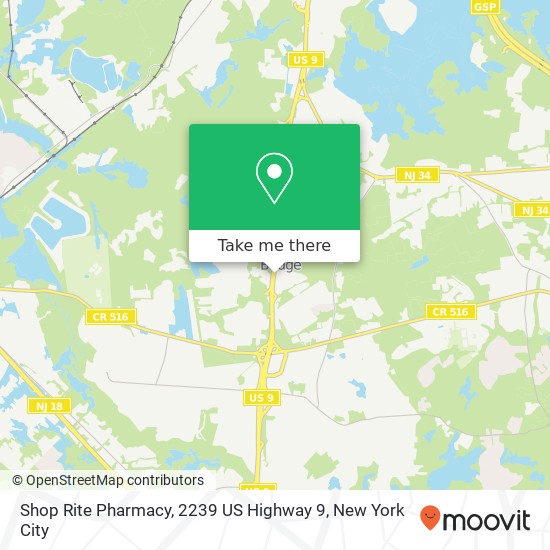 Mapa de Shop Rite Pharmacy, 2239 US Highway 9