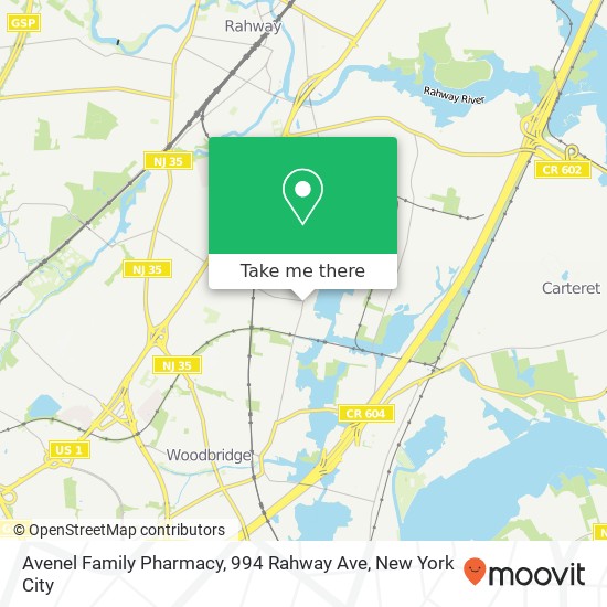 Mapa de Avenel Family Pharmacy, 994 Rahway Ave