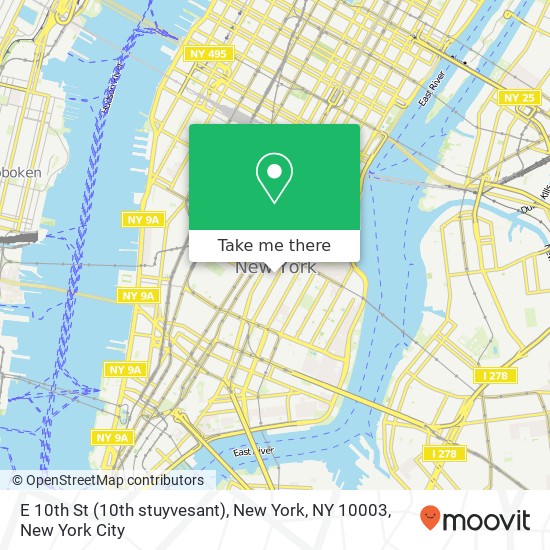Mapa de E 10th St (10th stuyvesant), New York, NY 10003
