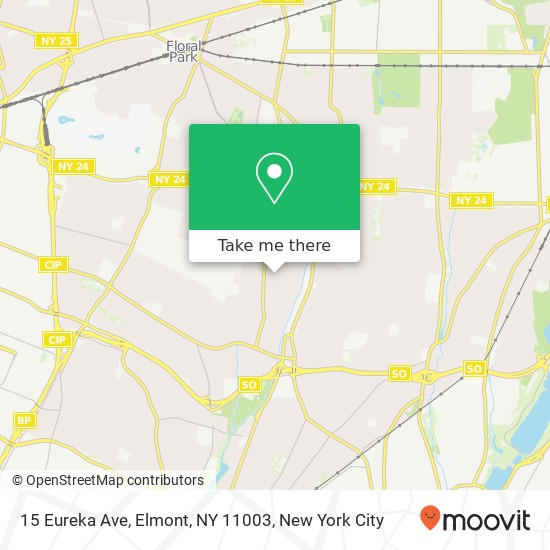 Mapa de 15 Eureka Ave, Elmont, NY 11003