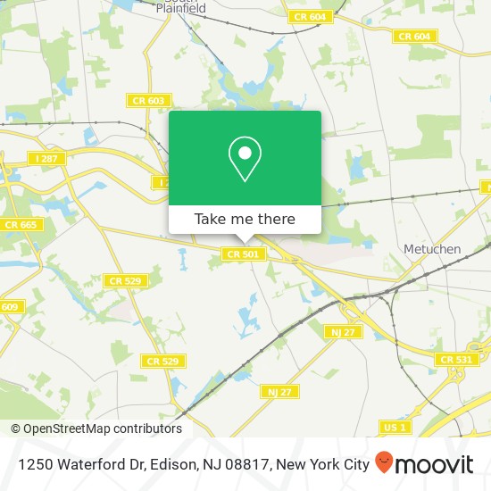 1250 Waterford Dr, Edison, NJ 08817 map