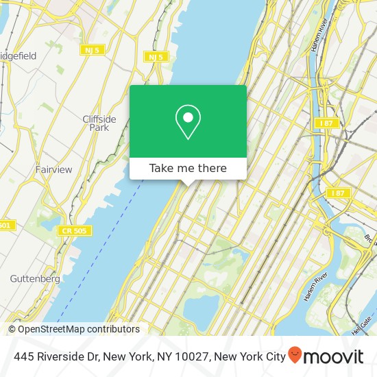 Mapa de 445 Riverside Dr, New York, NY 10027