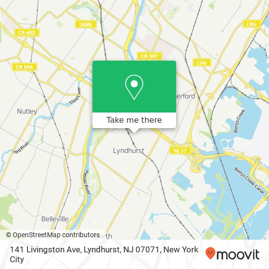 Mapa de 141 Livingston Ave, Lyndhurst, NJ 07071