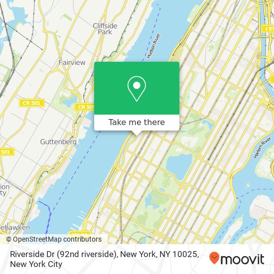 Riverside Dr (92nd riverside), New York, NY 10025 map