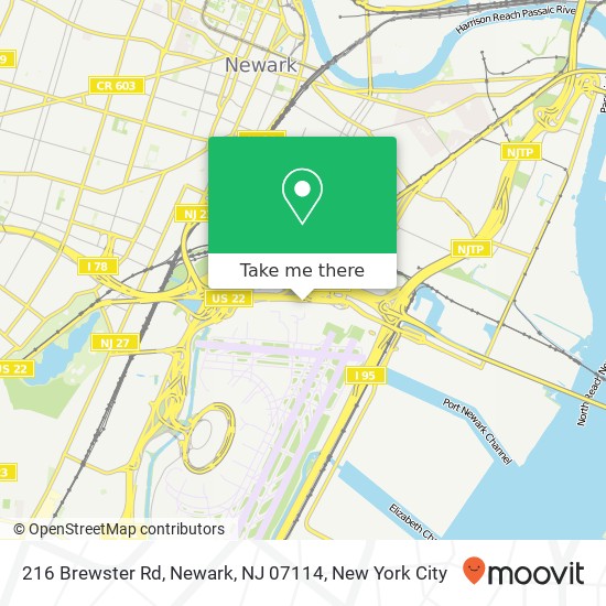 Mapa de 216 Brewster Rd, Newark, NJ 07114